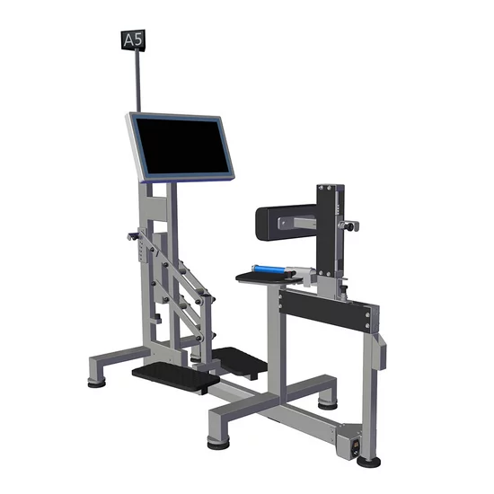 Detailed view of the Kieser A5 machine for computer-assisted pelvic floor training with integrated biofeedback monitor.
