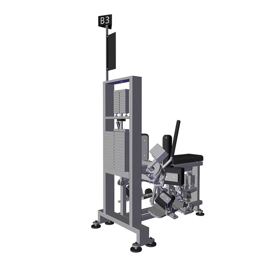 Exempted side view of the Kieser B3 machine for isolated strength training of the ankle joints and lower leg muscles.